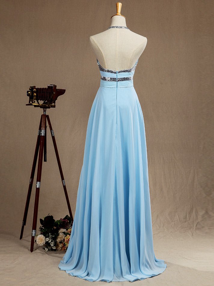 NumberSea - Sequin Chiffon Spaghetti Straps Bridesmaid dress Prom Dress