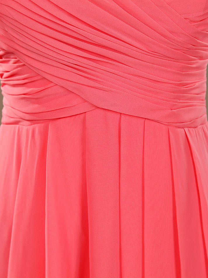 NumberSea - A - Line Strapless Sweetheart Knee Length Chiffon Bridesmaid Dress with Criss Cross Ruching Pleats