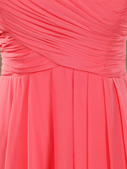 NumberSea - A - Line Strapless Sweetheart Knee Length Chiffon Bridesmaid Dress with Criss Cross Ruching Pleats