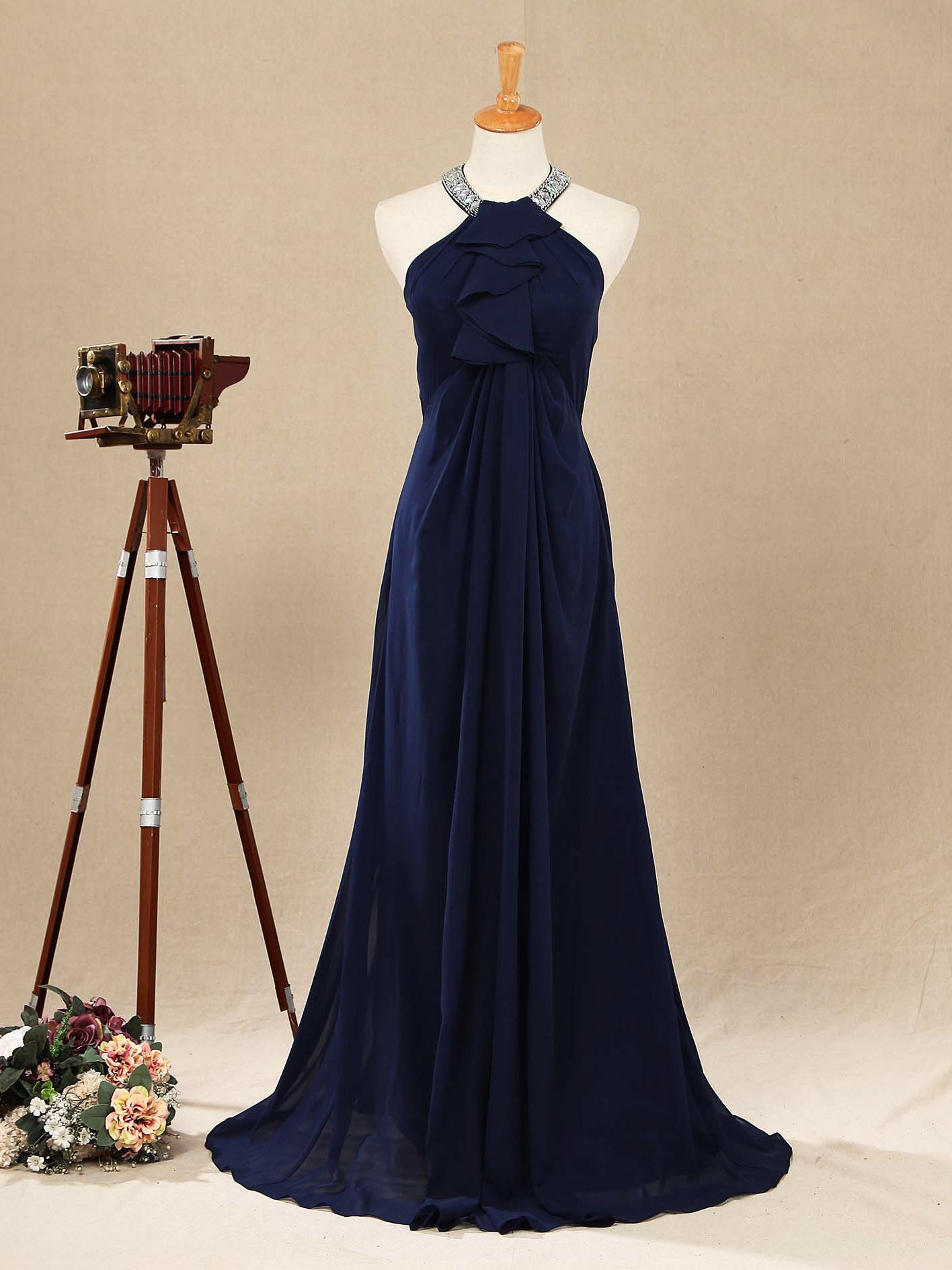 Numbersea Sheath/Column Jewel Neck Floor Length Prom Formal Evening Dress with Beading