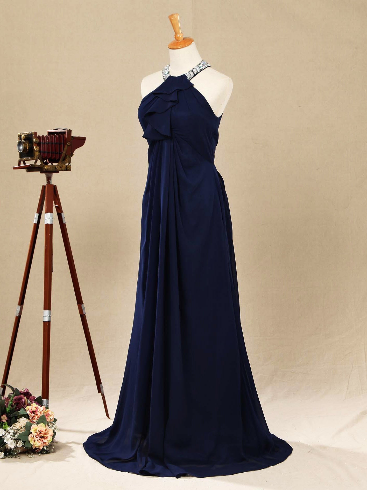 Numbersea Sheath/Column Jewel Neck Floor Length Prom Formal Evening Dress with Beading