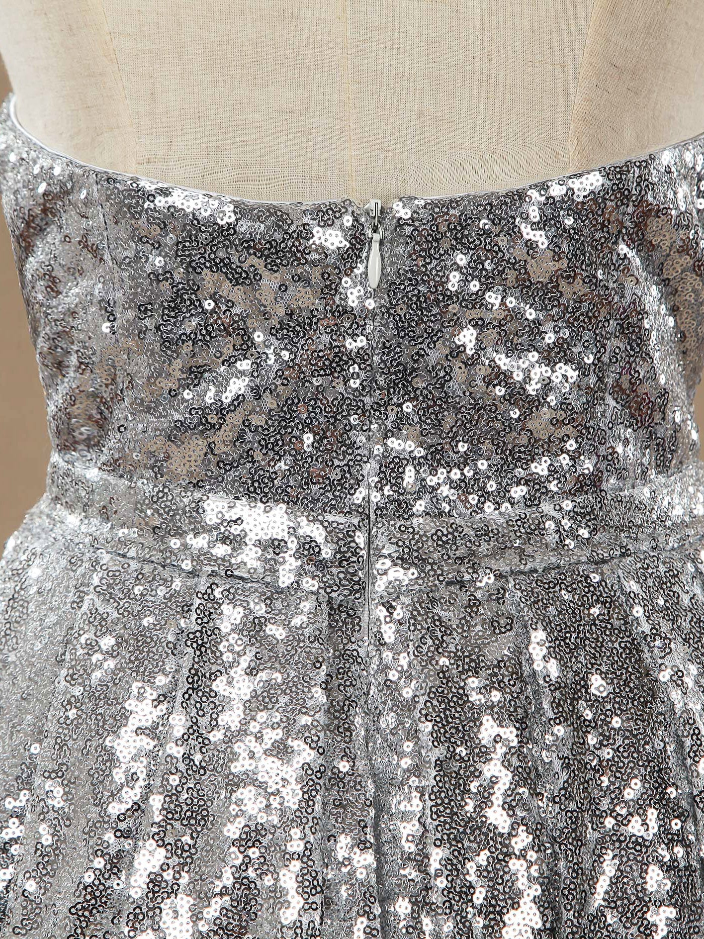 NumberSea - Numbersea Silver Sweetheart Sequin A - line Bridesmaid dress 0001