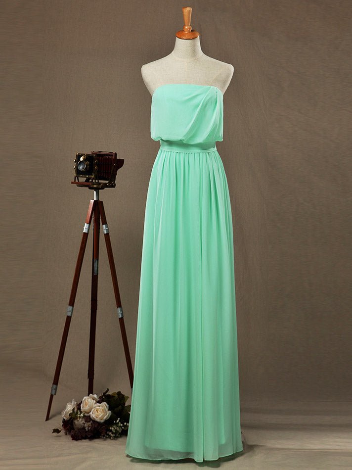 NumberSea - Numbersea Sheath / Column Strapless Floor Length Chiffon Bridesmaid Dress Pleats with Belt