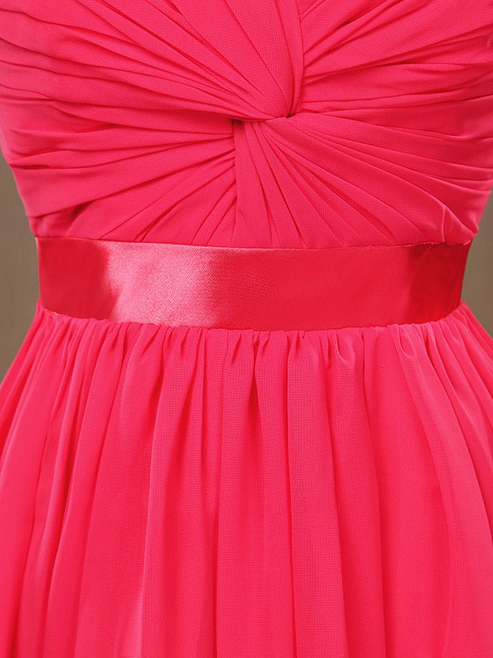 NumberSea - A - Line Strapless Sweetheart Knee Length Chiffon Bridesmaid Dress with Criss Cross Ruching Pleats