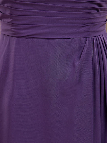 NumberSea - A - Line Knee Length Chiffon Bridesmaid Dress with Lace Jewel Neck Buttons