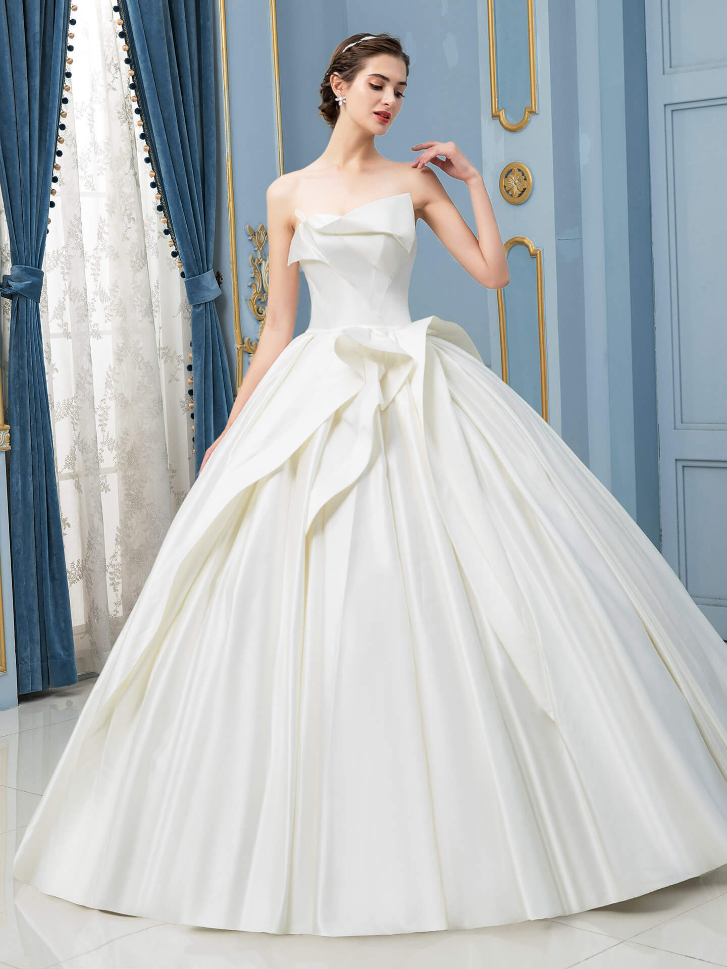 Ball Gown Satin Wedding Dresses Sleeveless Floor Length