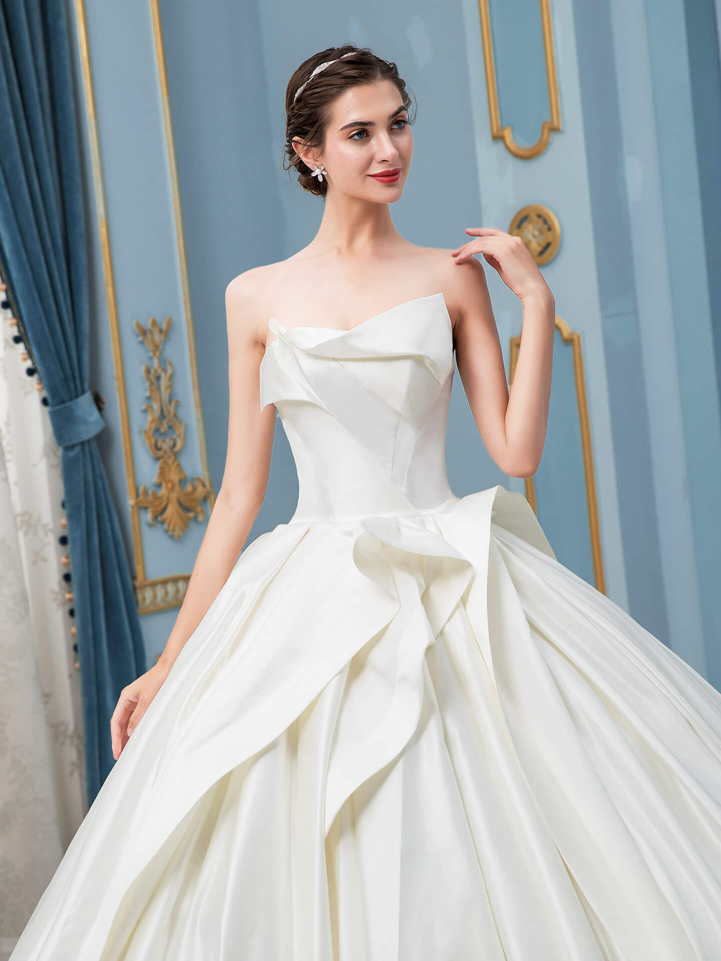 Ball Gown Satin Wedding Dresses Sleeveless Floor Length