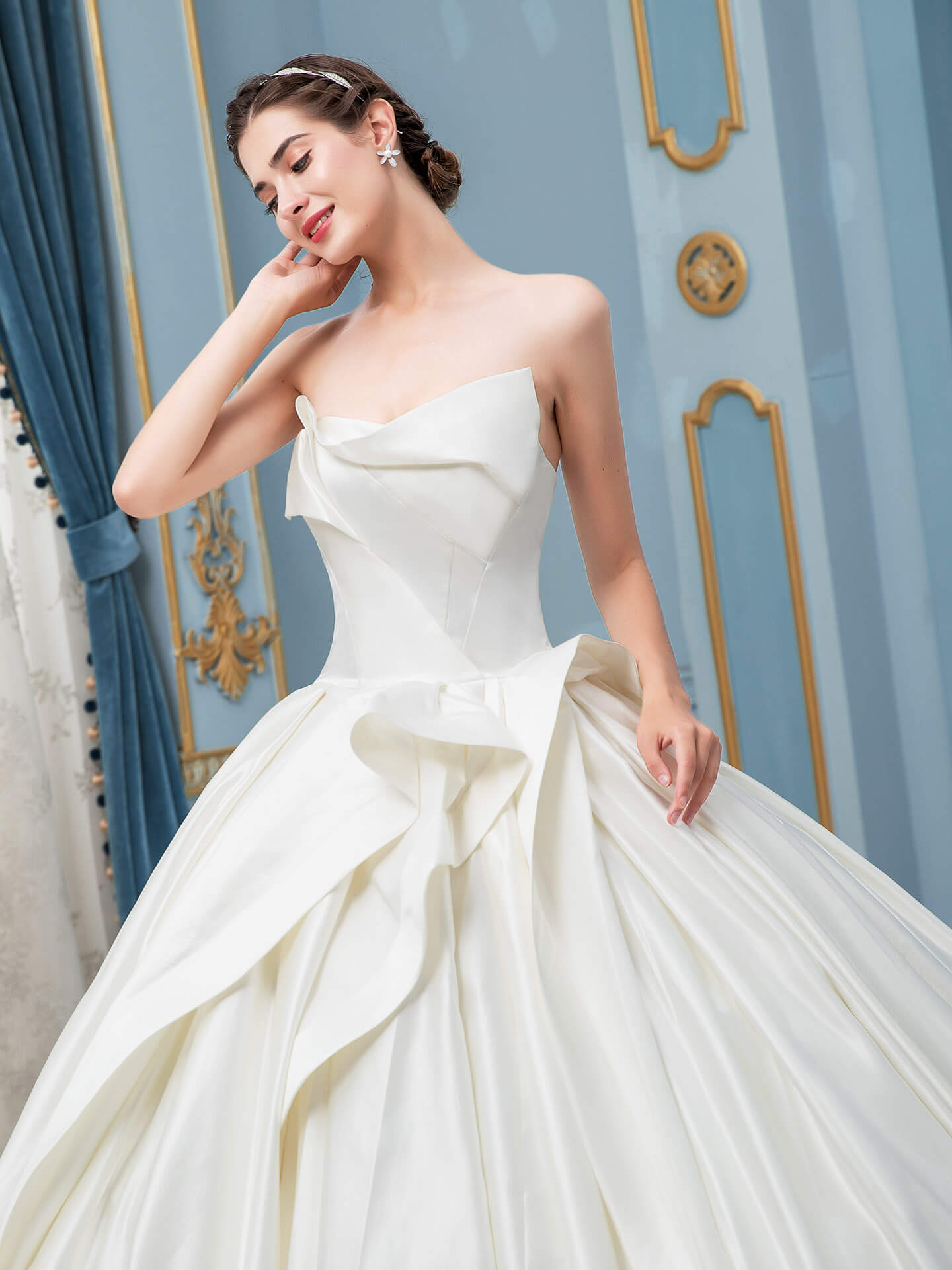 Ball Gown Satin Wedding Dresses Sleeveless Floor Length