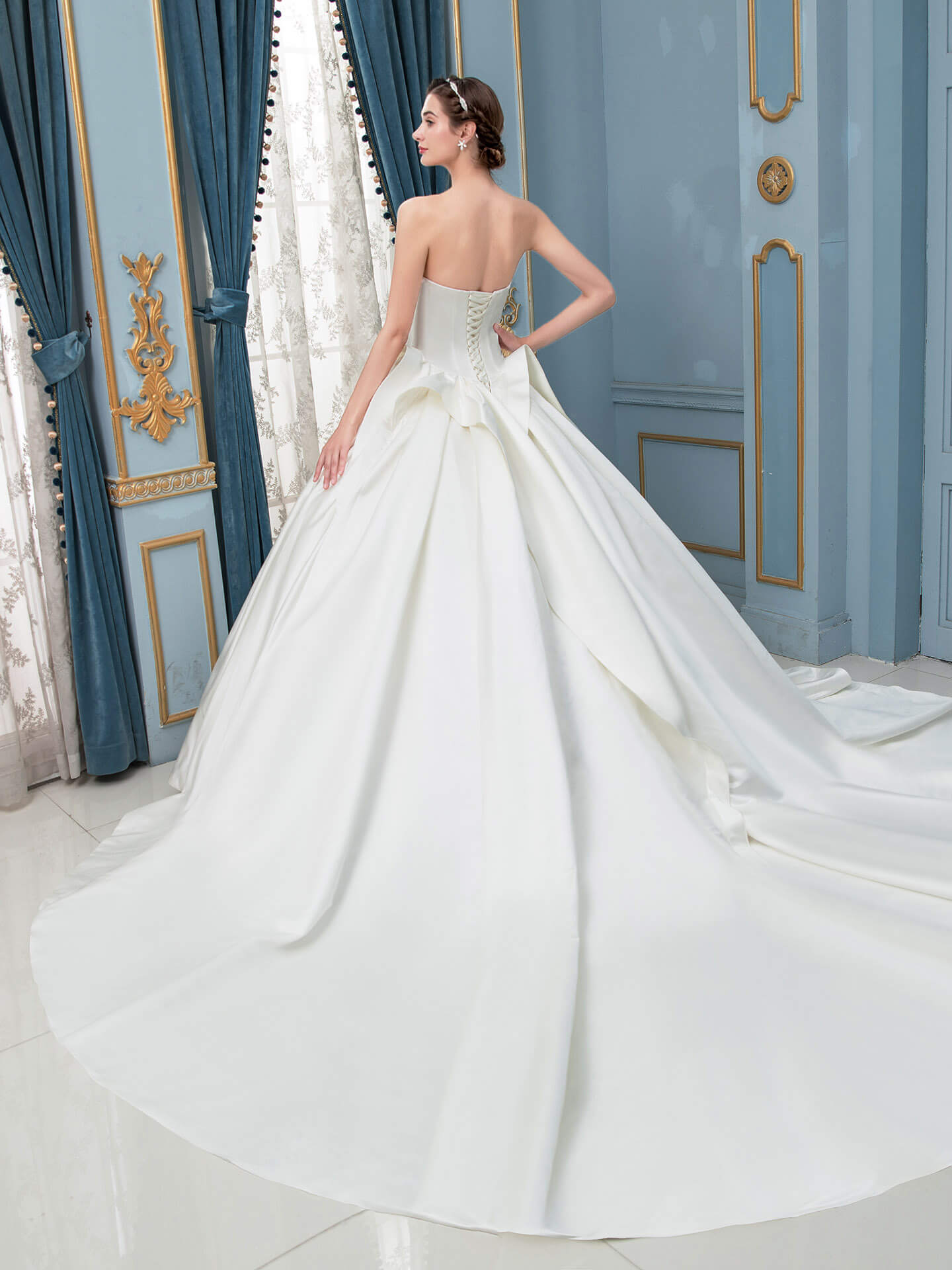 Ball Gown Satin Wedding Dresses Sleeveless Floor Length