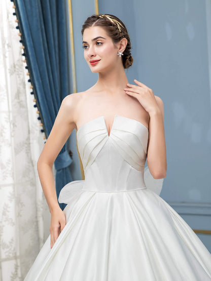 Ball Gown Satin Wedding Dresses Sleeveless Floor Length