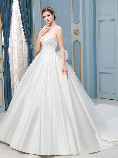 Ball Gown Satin Wedding Dresses Sleeveless Floor Length