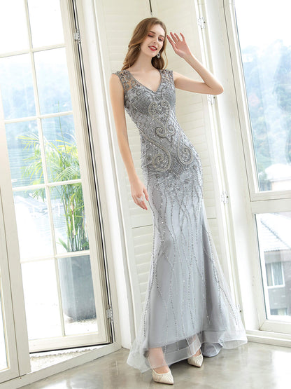 Numbersea Mermaid / Trumpet Luxurious Glittering Fairy Sexy Formal Evening Dresses Sleeveless