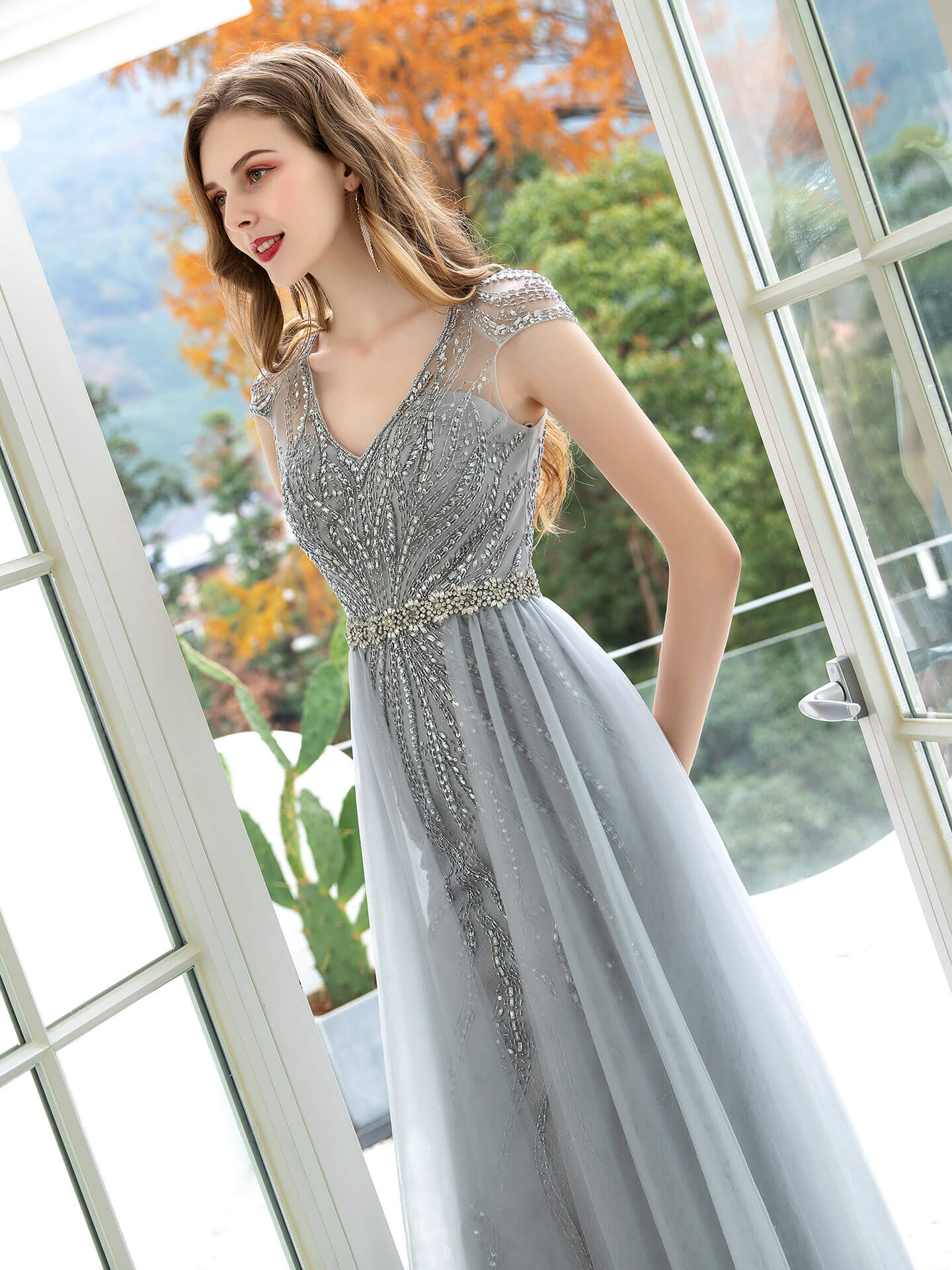 Numbersea Mermaid / Trumpet Luxurious Glittering Fairy Sexy Formal Evening Dresses Cap Sleeves Floor Length