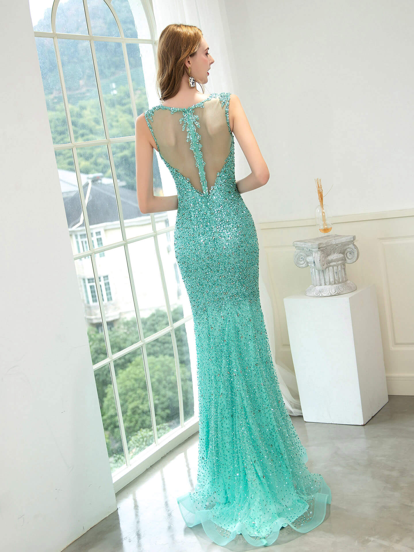 NumberSea - Numbersea Mermaid / Trumpet Beaded Luxurious Sexy Formal Evening Dresses Sleeveless Floor Length Prom Dresses