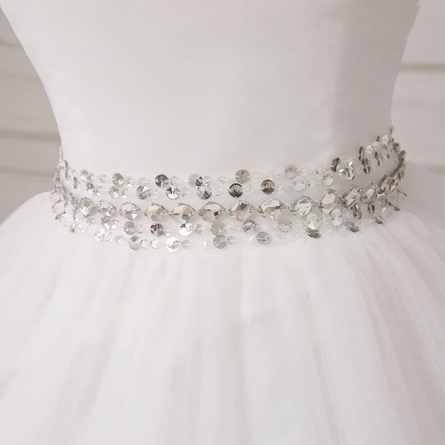 Wedding Dress Robe Beading Belt Ball Gown Sweetheart Sleeveless Tulle Bride Dresses