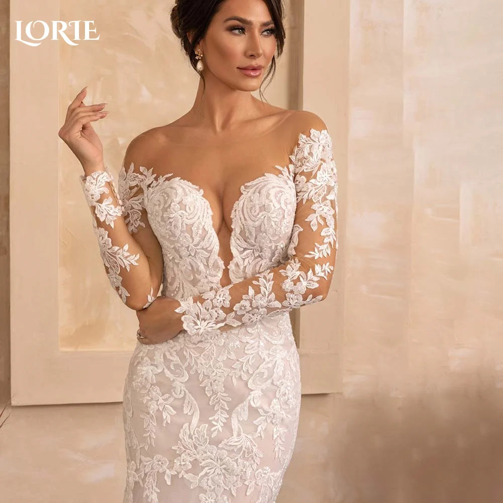 LORIE Lace Women's Wedding Dresses Off Shoulder Sweetheart Bride Gown Beach Boho Mermaid Bride Bridal Dress vestidos de novia