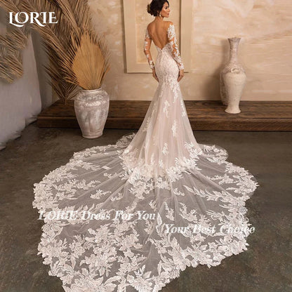 LORIE Lace Women's Wedding Dresses Off Shoulder Sweetheart Bride Gown Beach Boho Mermaid Bride Bridal Dress vestidos de novia