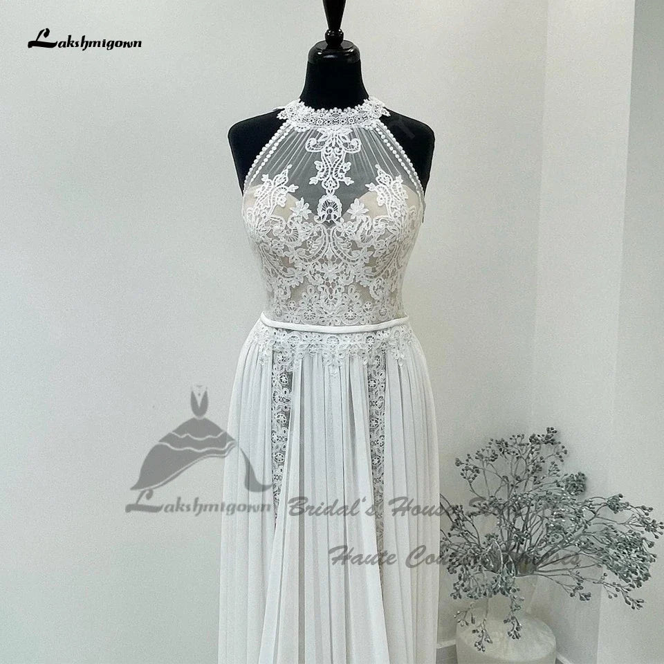 NumberSea NumberSea Civil Boho Wedding Dress 2025 Vestido Sexy Bridal A Line Chiffon Beach Wedding Dresses Sheer Illusion Lace Back