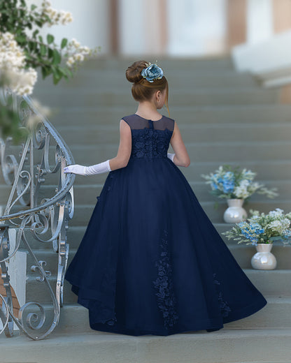 Serenity Princess Ball Gown with Lace Appliques and Butterfly Embellishments