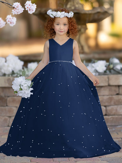 Elegant Princess Ball Gown Satin & Tulle Flower Girl Dress