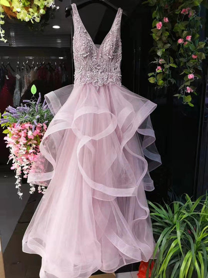 Women's Ball Gown Evening Dress Long Formal Dresses Sleeveless Beaded Wedding Dresses - numbersea