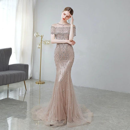 Women's Mermaid Prom Dresses Long Evening Dress for Women Beaded Formal Dresses - numbersea