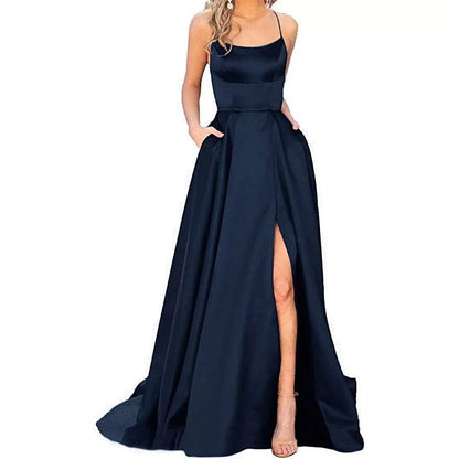 Königsblaues Samt-Abendkleid mit einer Schulter, formelles Partykleid, langes Maxikleid