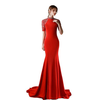 Women's Mermaid Evening Dress Long Sexy Prom Dresses Beaded Formal Dresses - numbersea