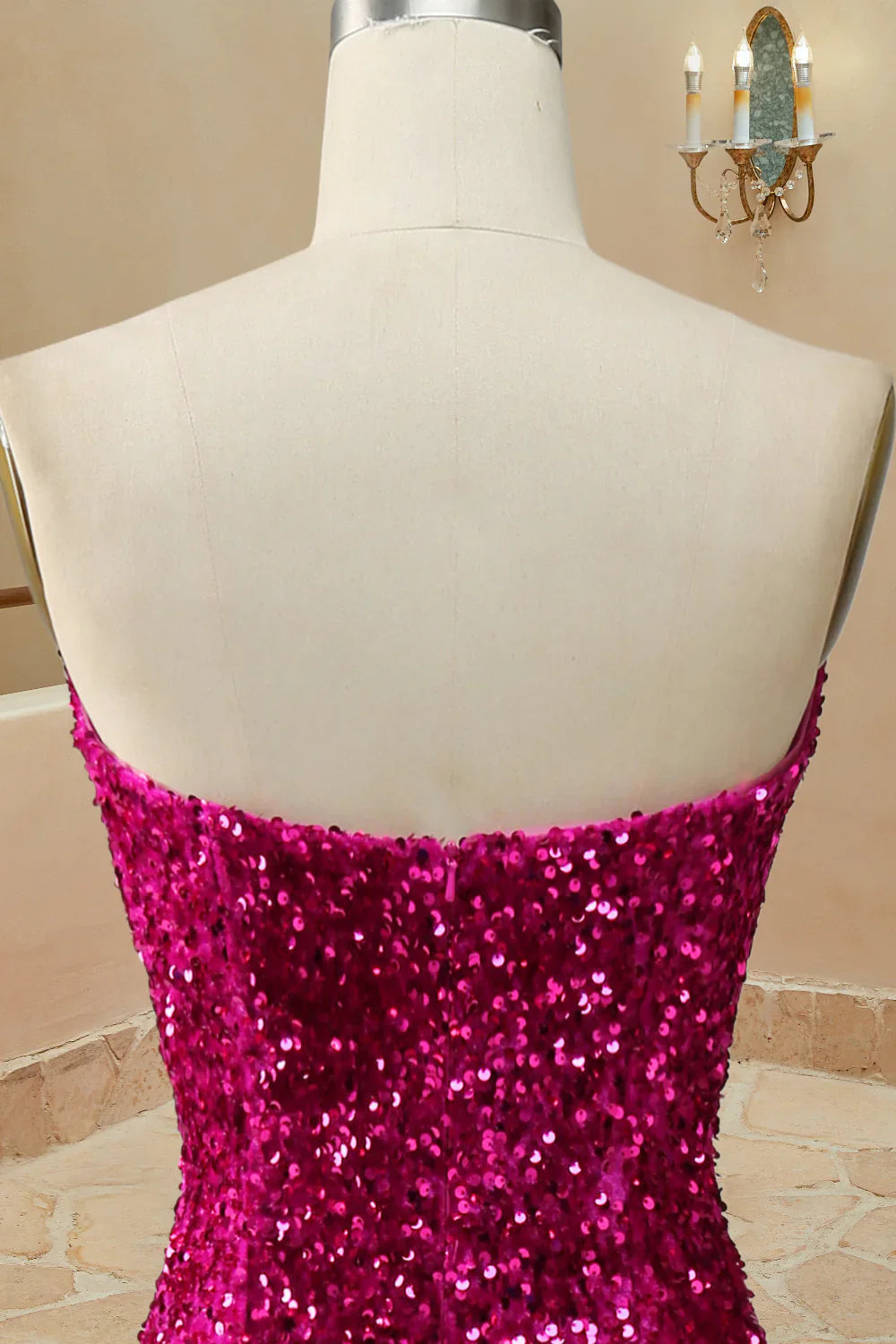 Mermaid Sequins Strapless Prom Dresses