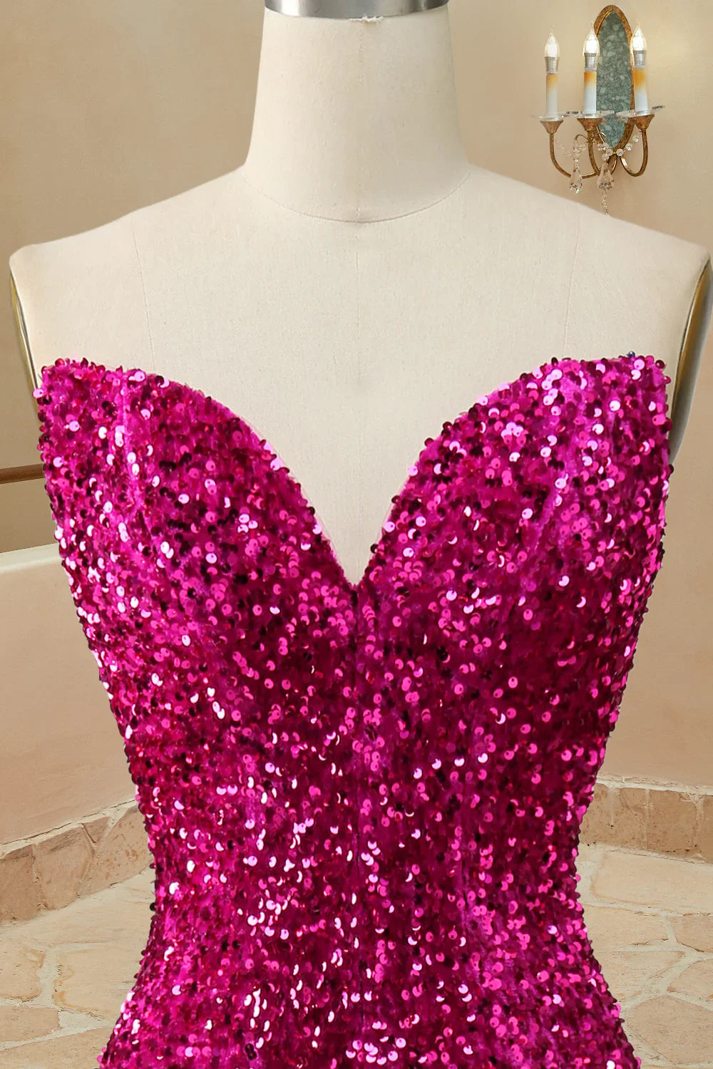 Mermaid Sequins Strapless Prom Dresses