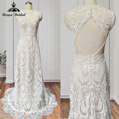 Robe Mariee Boho Lace Bohemian Mermaid Wedding Dress Open Back Beach Sleeveless 2025 Wedding Bridal vestido de noiva Elegant