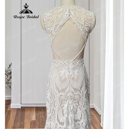 Robe Mariee Boho Lace Bohemian Mermaid Wedding Dress Open Back Beach Sleeveless 2025 Wedding Bridal vestido de noiva Elegant