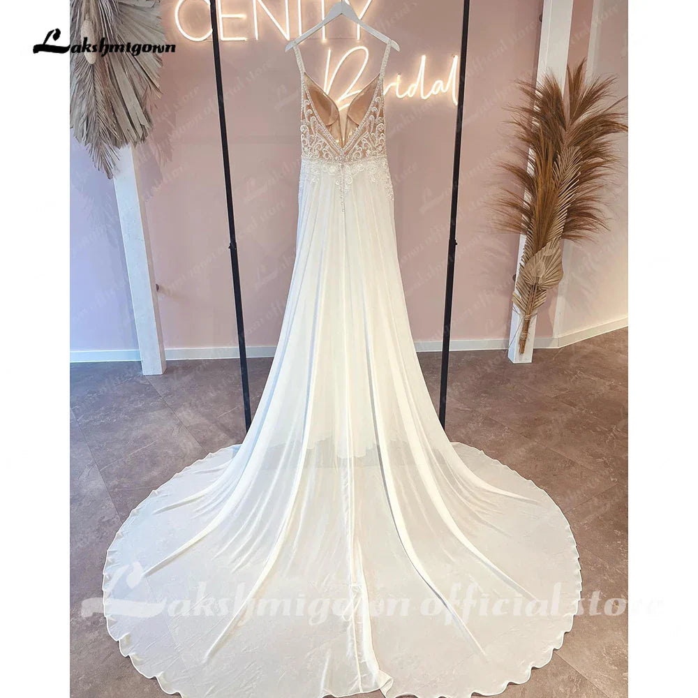 NumberSea Off White Luxurious Bridal Bohemian Wedding Dress Lace Beads Summer 2025 Sukienka A Line Chiffon Beach Bridal Gowns