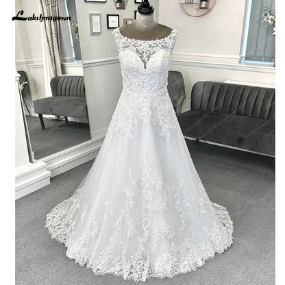 Vintage Formal Wedding Dresses Court Train A line Lace With Buttons Appliques 2025 Bridal Gowns vestido de casamento