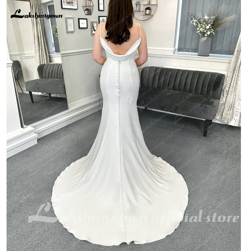 Sexy Casual Wedding Dresses Court Train Mermaid / Trumpet Sleeveless Spaghetti Straps With Ruched 2025 Summer Bridal Gowns