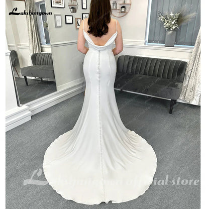 Sexy Casual Wedding Dresses Court Train Mermaid / Trumpet Sleeveless Spaghetti Straps With Ruched 2025 Summer Bridal Gowns