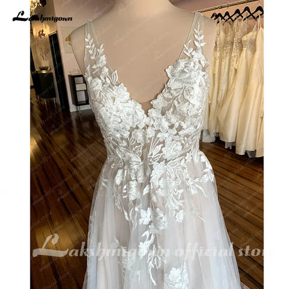 NumberSea Robe Civil Boho Lace Floral Beach Backless Wedding Dress for Women 2025 Bridal Gown hochzeitskleid