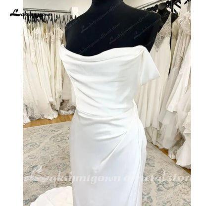 NumberSea Sexy Soft Satin Sleeveless Wedding Gowns 2025 Off the Shoulder Vestidos Novias Bridal Dress for Women Sweep Train