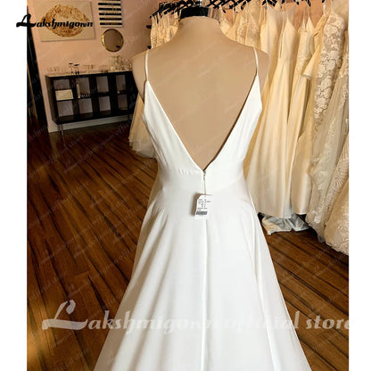 NumberSea Simple Wedding Dresses 2025 New Arrival V Neck Long Bride Dress High Quality Zipper A-Line Elegant Bridal Gown