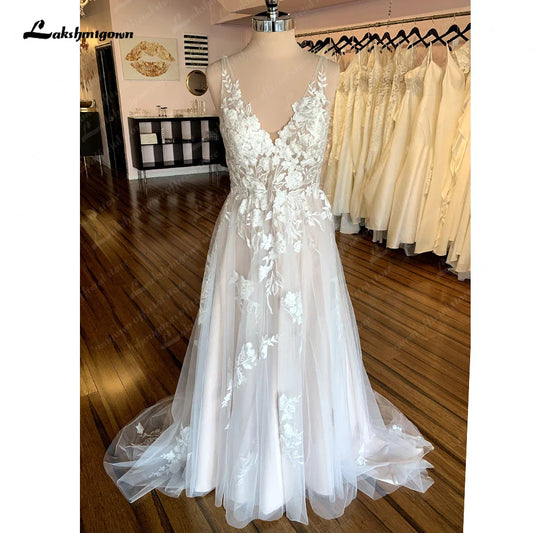 NumberSea Robe Civil Boho Lace Floral Beach Backless Wedding Dress for Women 2025 Bridal Gown hochzeitskleid