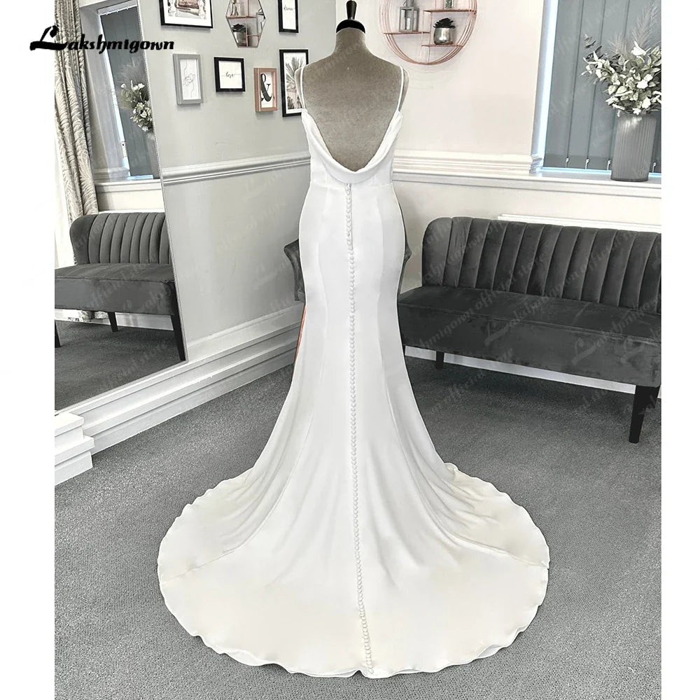 Sexy Casual Wedding Dresses Court Train Mermaid / Trumpet Sleeveless Spaghetti Straps With Ruched 2025 Summer Bridal Gowns