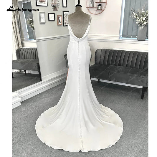 Sexy Casual Wedding Dresses Court Train Mermaid / Trumpet Sleeveless Spaghetti Straps With Ruched 2025 Summer Bridal Gowns