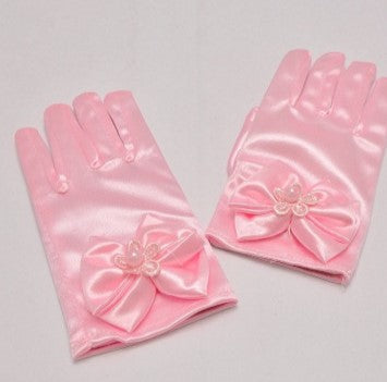 Flower Girl Satin Bow Gloves