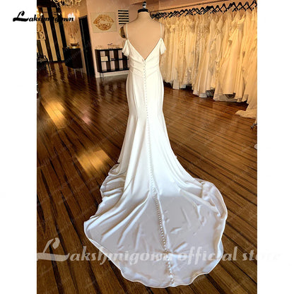 NumberSea Weiches Satin-Boho-Hochzeitskleid mit V-Ausschnitt 2025 Brautkleider Spaghettiträger Suknia Slubna Hochzeitskleid 