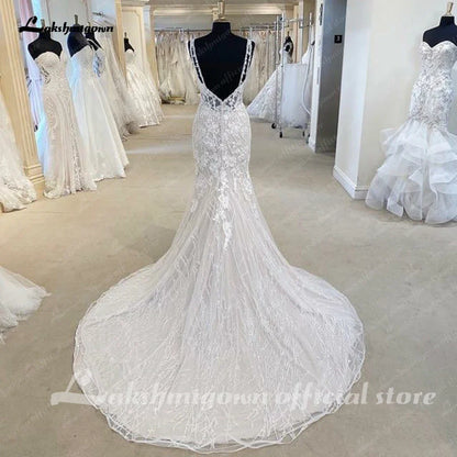 NumberSea Prinzessin Spitze Meerjungfrau/Trompete Brautkleid Rückenfrei Hofschleppe 2025 Schulterfrei Vestido Novia Brautkleider 