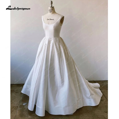 NumberSea Sexy Women Satin Surah A Line Wedding Dress Cowl Neckline 2025 Vestiti Donna Beach Summer Bridal Gowns