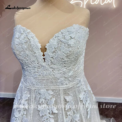 NumberSea Women Glitter Wedding Dress Sweetheart 2025 Sparkly Bridal Boho Wedding Gowns Lace Appliques vestidos para mujer