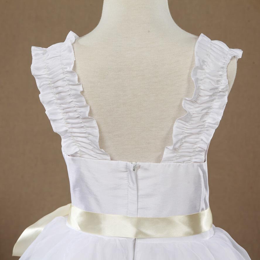 NumberSea - A - line Taffeta match Tulle Tea - length Flower Girl Dress Square Neck Straps Sleeveless