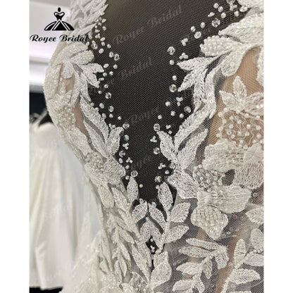 Trouwjurk Lace Appliques Beads Wedding Gown for Women 2025 robe longue Bridal Gown Sleeveless sukienka na wesele NumberSea