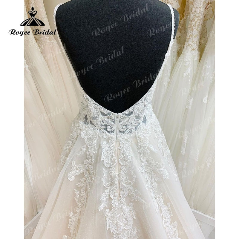 NumberSea Trouwjurk Spaghetti-Trägern Boho Robe Mariee Hochzeitskleid Spitzenapplikationen rückenfreies Brautkleid Trajes de Novias Largos Sexy 2025 